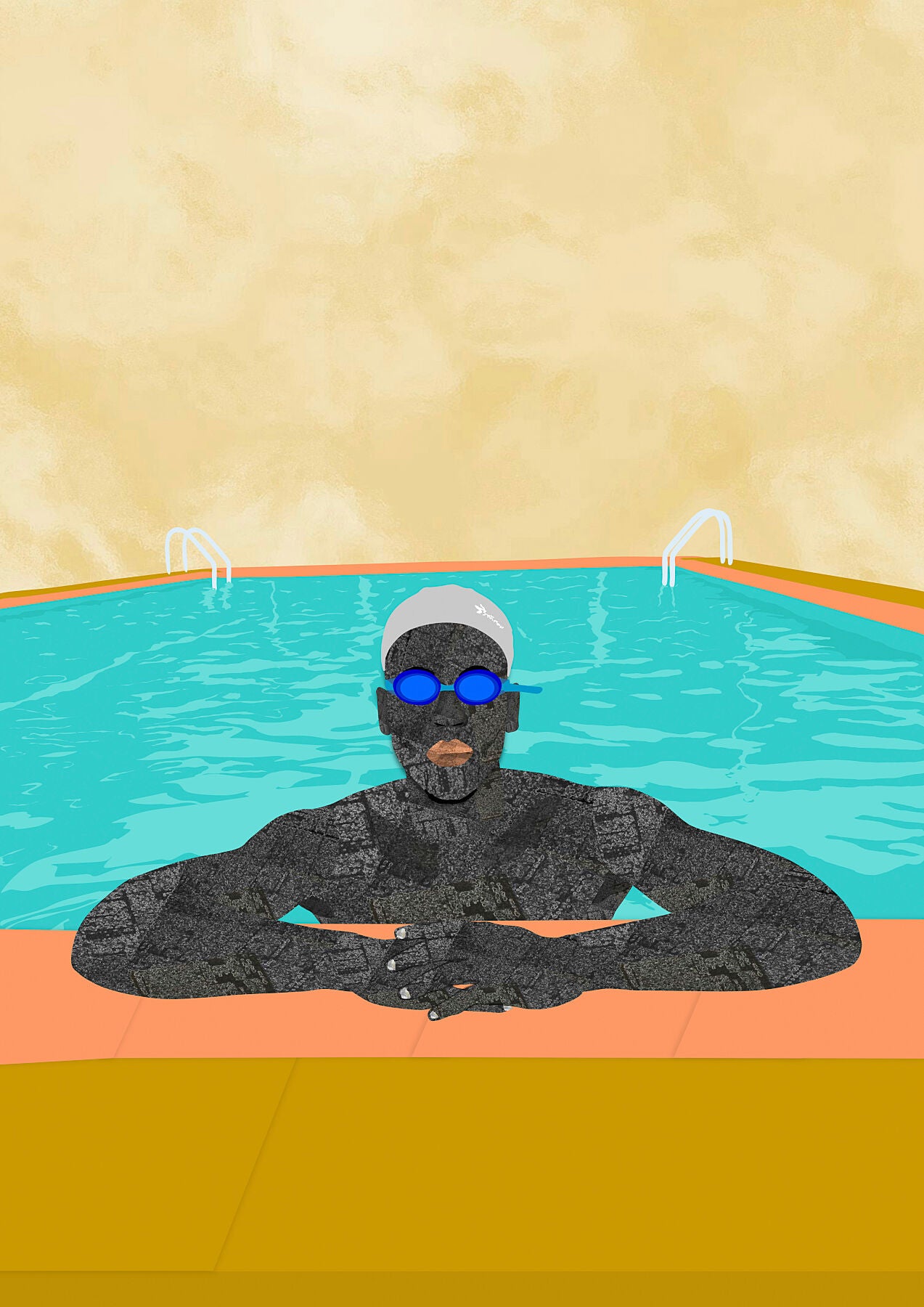 MAN IN A POOL I, 2021 - Osinachi, Painting by  Bridgeman Editions