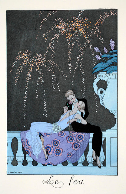 Fire from Falbalas & Fanfreluches Almanach des Modes Présentes Passées et Futures 1926 - Barbier, Fashion Illustration - Bridgeman Editions, Georges (1882-1932), Painting by  Bridgeman Editions