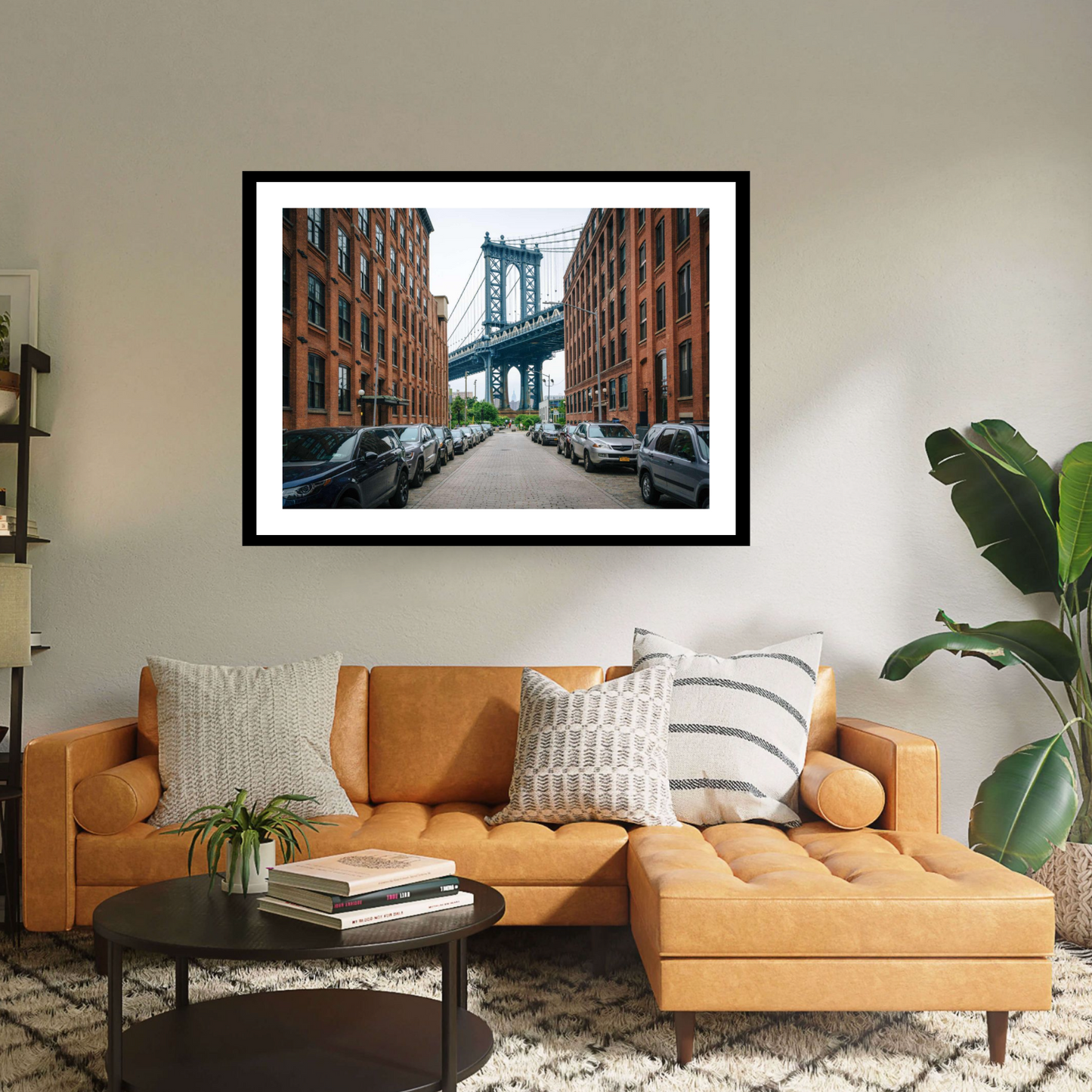 Washington Street and the Manhattan Bridge in DUMBO Brooklyn New York City USA