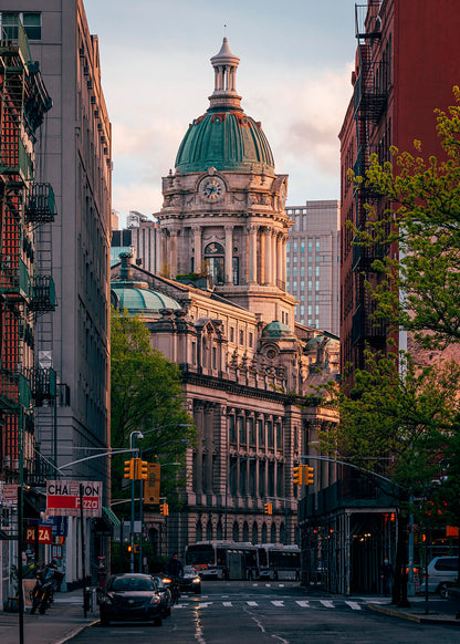 Historic architectural details of the Police Building in Nolita Manhattan New York City USA -  by  Bridgeman Editions